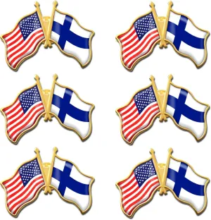 6/12/50/100 Pack -American Finland Friendship Flag Pins Bulk -1.4 Metal US USA Finnish Lapel Pins Badge Button Souvenir