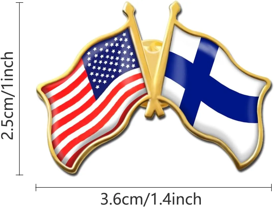 6/12/50/100 Pack -American Finland Friendship Flag Pins Bulk -1.4 Metal US USA Finnish Lapel Pins Badge Button Souvenir