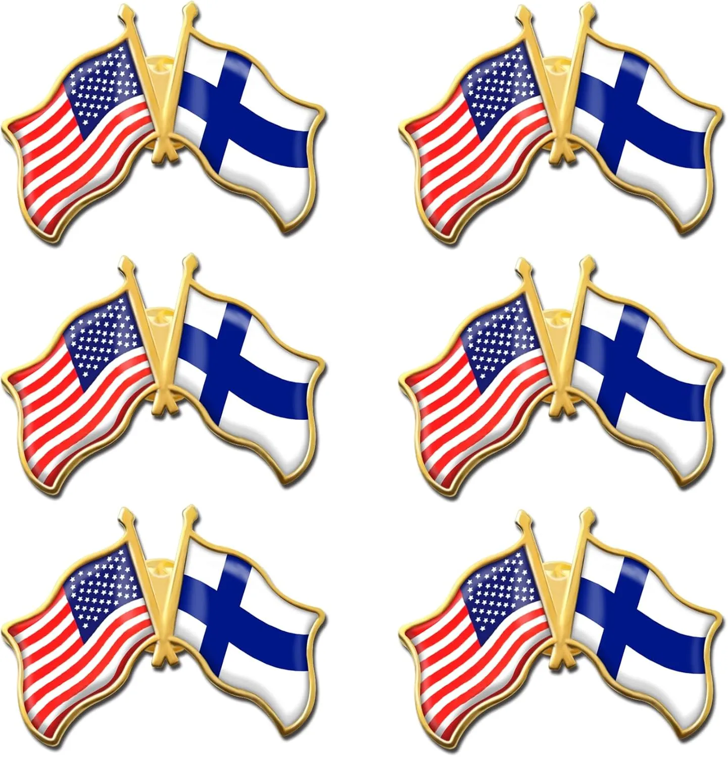 6/12/50/100 Pack -American Finland Friendship Flag Pins Bulk -1.4 Metal US USA Finnish Lapel Pins Badge Button Souvenir
