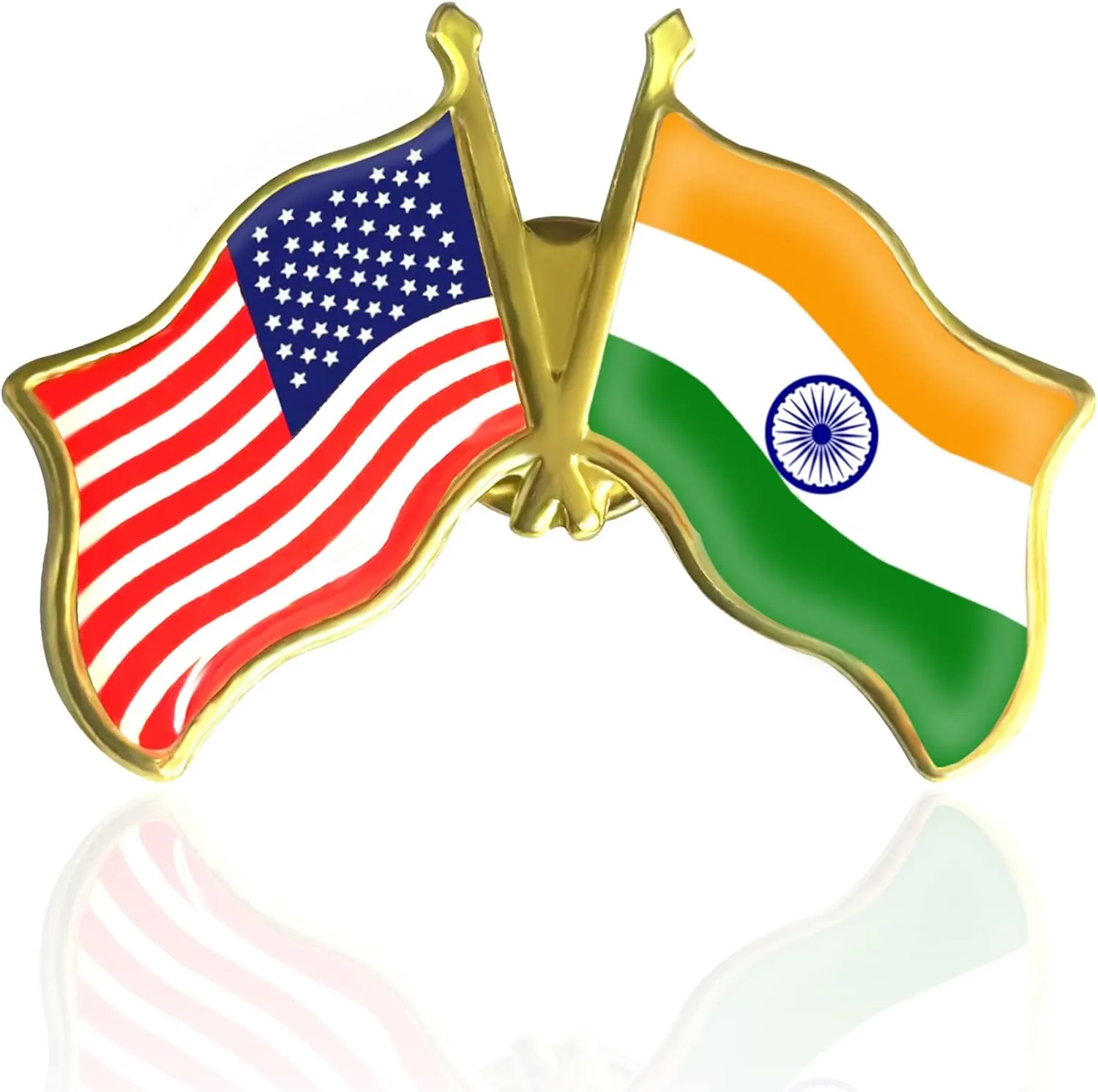6/12/50/100 Pack-American India Friendship Flag Pins Bulk -1.5 Metal Patriotic US USA Indian Lapel Pins Badge Souvenir
