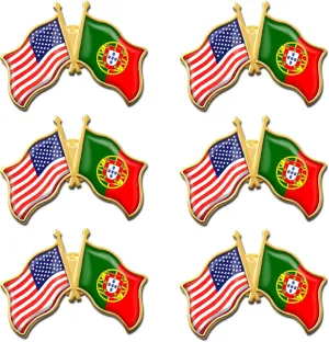 6/12/50/100 Pack -American Portugal Friendship Flag Pins Bulk -1.4 Metal US USA Swiss Lapel Pins Badge Button Button Souvenir