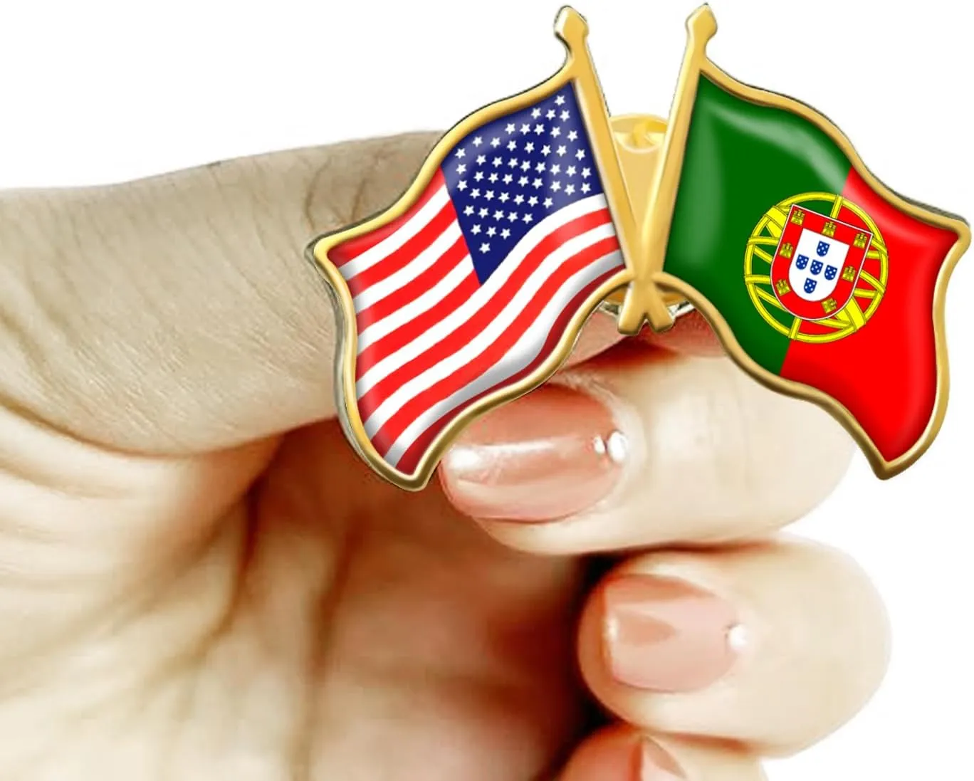 6/12/50/100 Pack -American Portugal Friendship Flag Pins Bulk -1.4 Metal US USA Swiss Lapel Pins Badge Button Button Souvenir