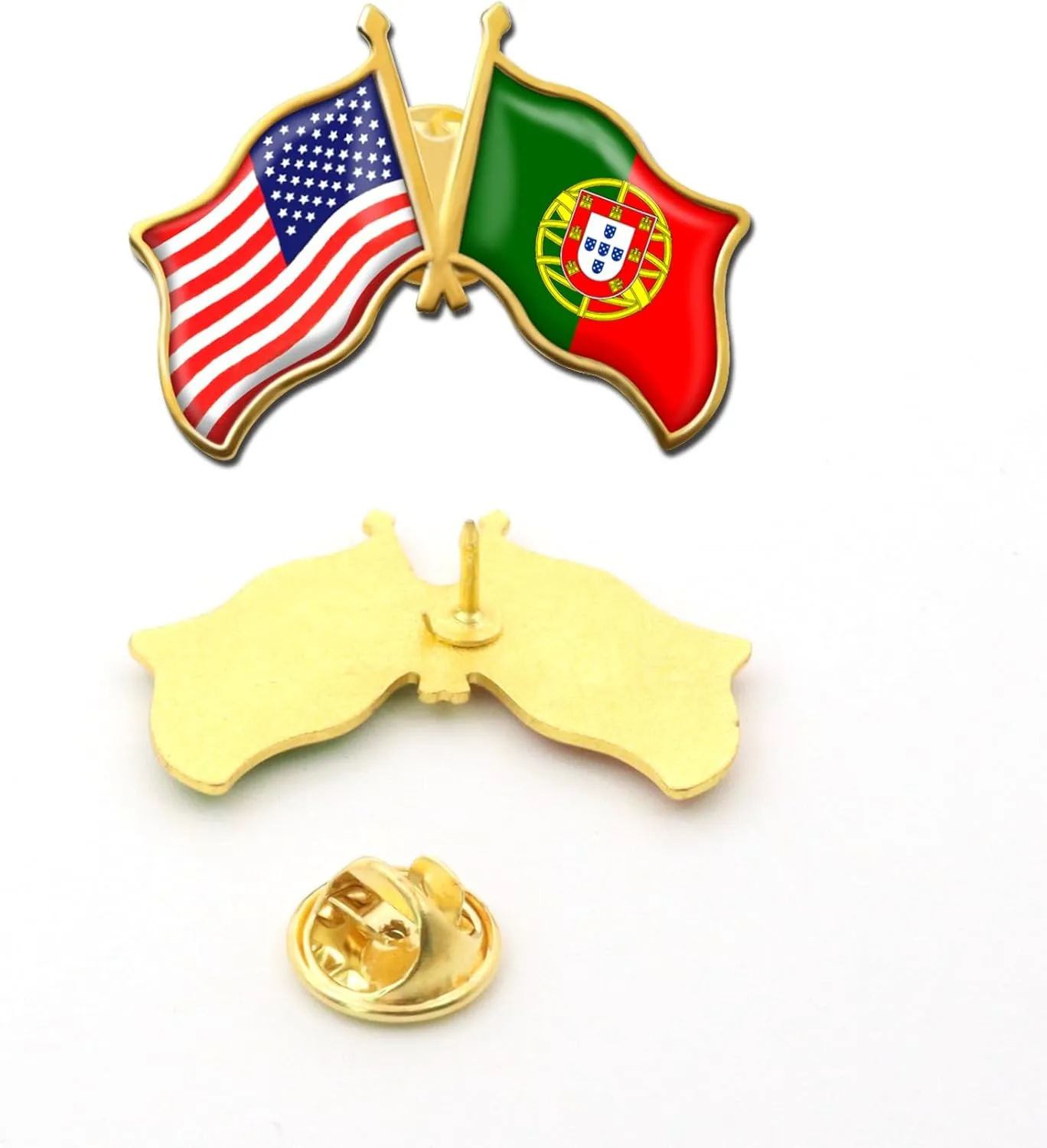 6/12/50/100 Pack -American Portugal Friendship Flag Pins Bulk -1.4 Metal US USA Swiss Lapel Pins Badge Button Button Souvenir