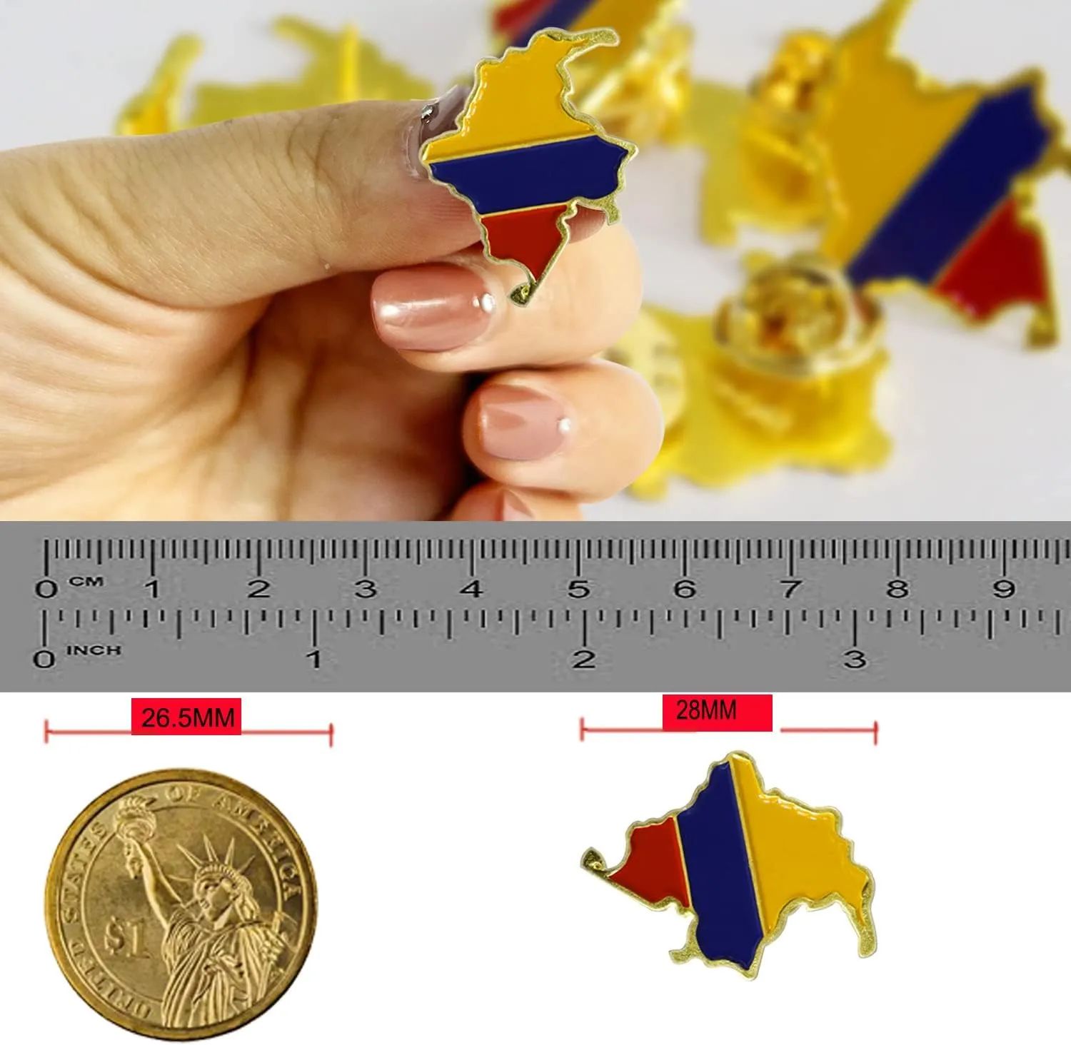 6/12/50/100 Pack-Colombia Flag Map Pins Bulk -1 Metal Patriotic Colombian Lapel Pins Badge Souvenir For Hat Bag Travel Gifts