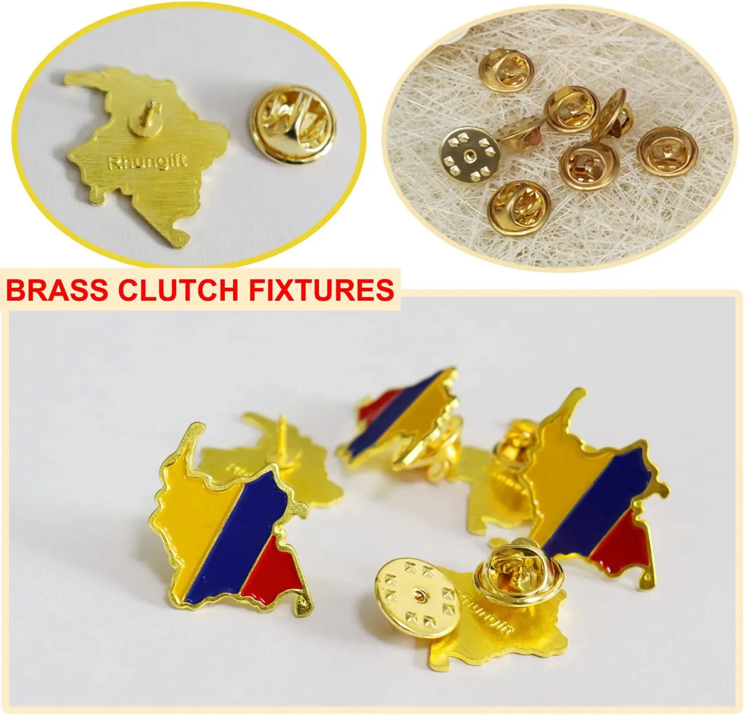 6/12/50/100 Pack-Colombia Flag Map Pins Bulk -1 Metal Patriotic Colombian Lapel Pins Badge Souvenir For Hat Bag Travel Gifts