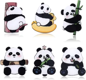 6Pcs Panda Pins for Backpacks Cute Acrylic Brooch Pins Cartoon Panda Bag Pins Aesthetic Badges Pin for Hoodies Hats