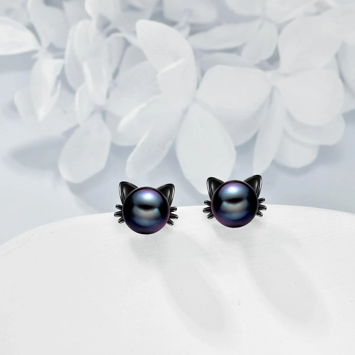 925 Sterling Silver Pearl Cat Earrings Cute Animal Earrings Studs Jewelry Gifts for Women