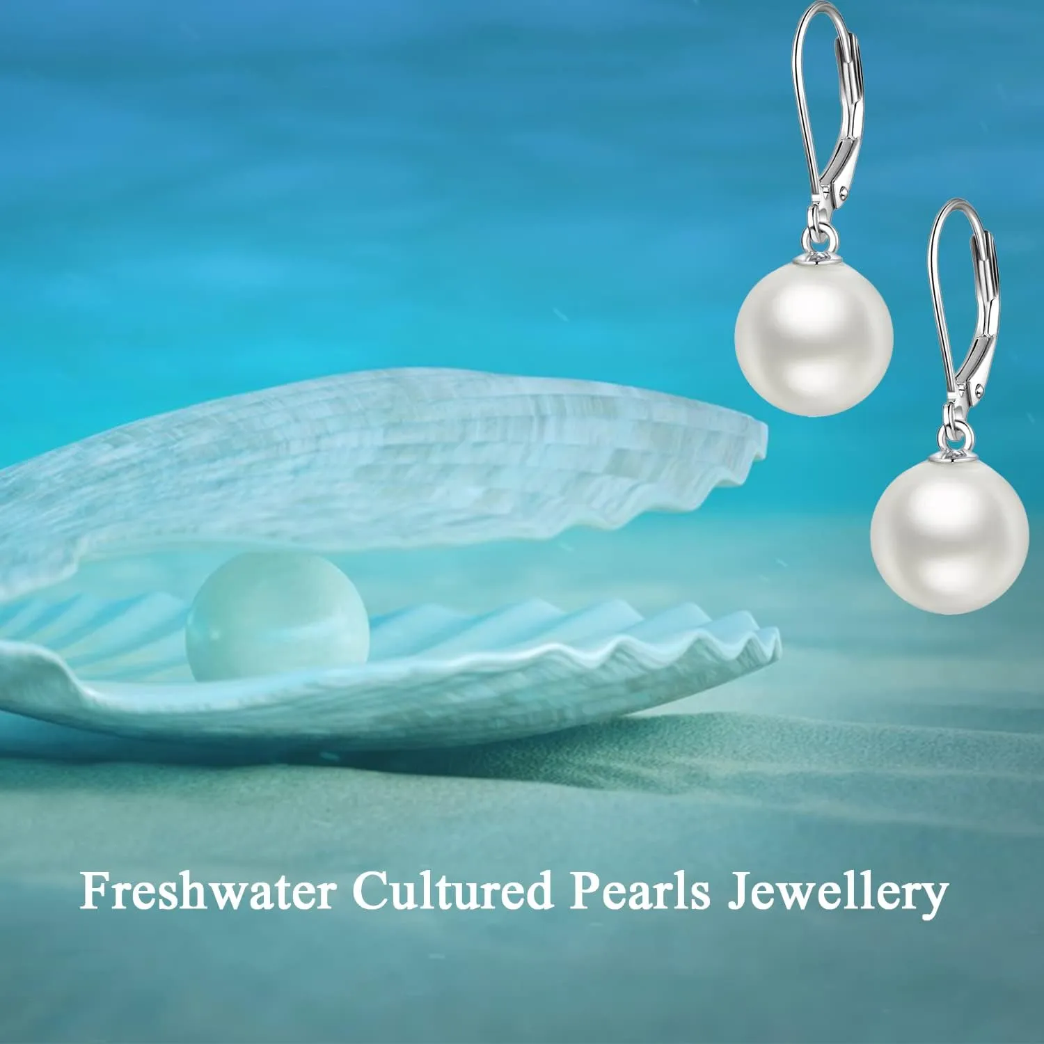 925 Sterling Silver Pearl Leverback Earrings Dangle Drop Jewelry Gifts for Women