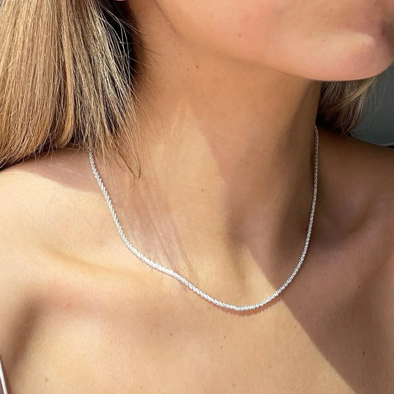 925 Sterling Silver Singapore Chain Lobster Clasp Paperclip Necklace for Women Sparkling Chain 2mm2.5mm3mm4mm5mm Gifts for Her