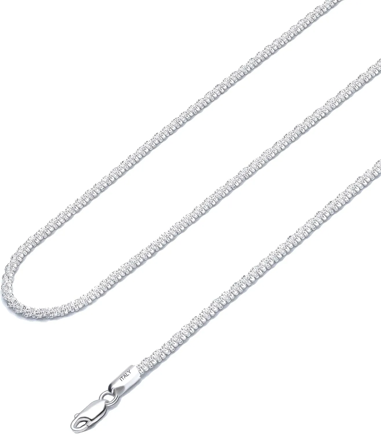 925 Sterling Silver Singapore Chain Lobster Clasp Paperclip Necklace for Women Sparkling Chain 2mm2.5mm3mm4mm5mm Gifts for Her