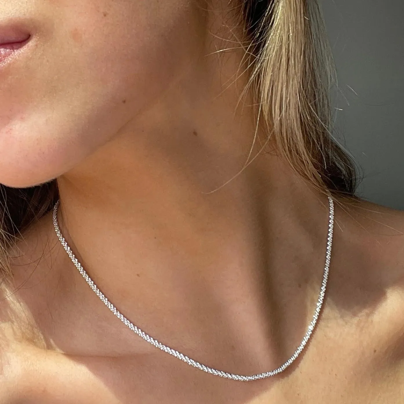 925 Sterling Silver Singapore Chain Lobster Clasp Paperclip Necklace for Women Sparkling Chain 2mm2.5mm3mm4mm5mm Gifts for Her