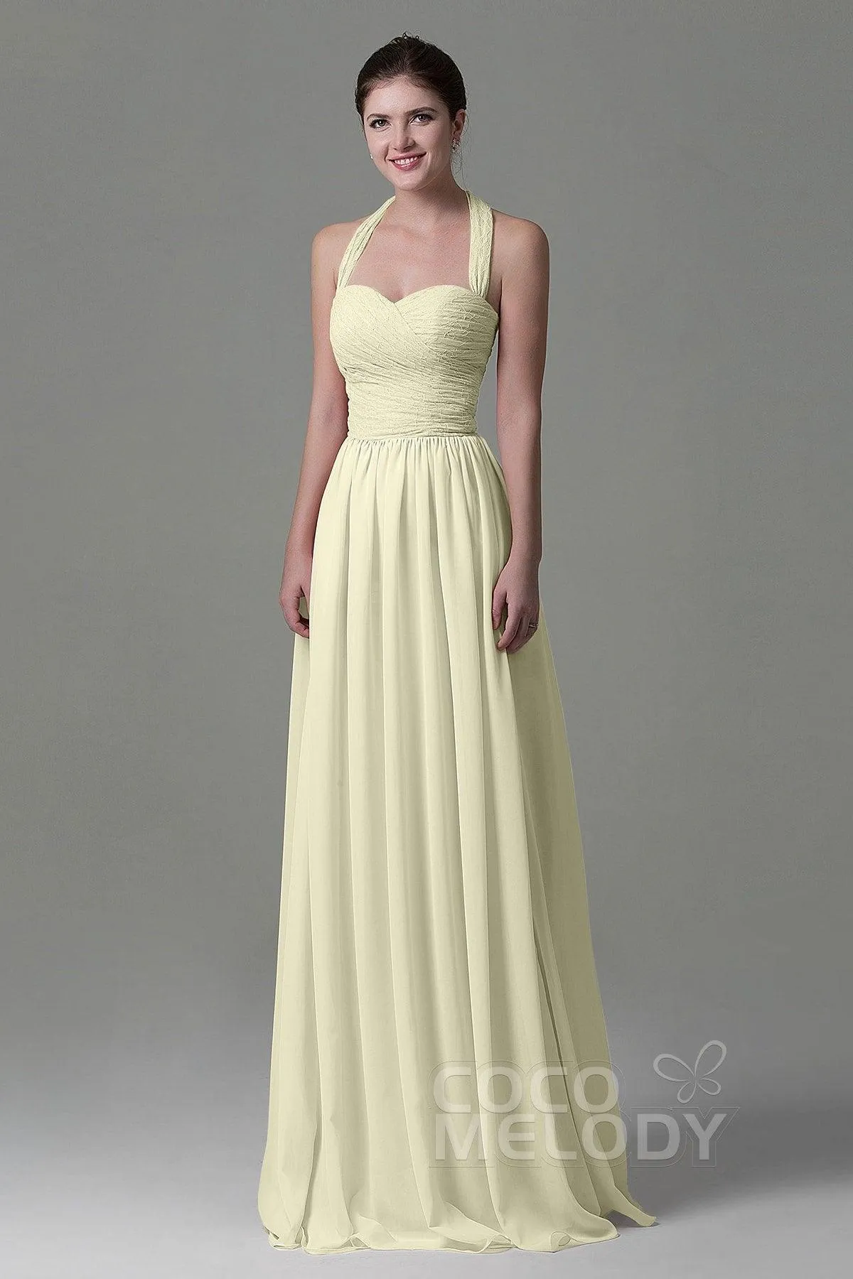 A-Line Floor Length Lace/Chiffon Bridesmaid Dress COZK16006