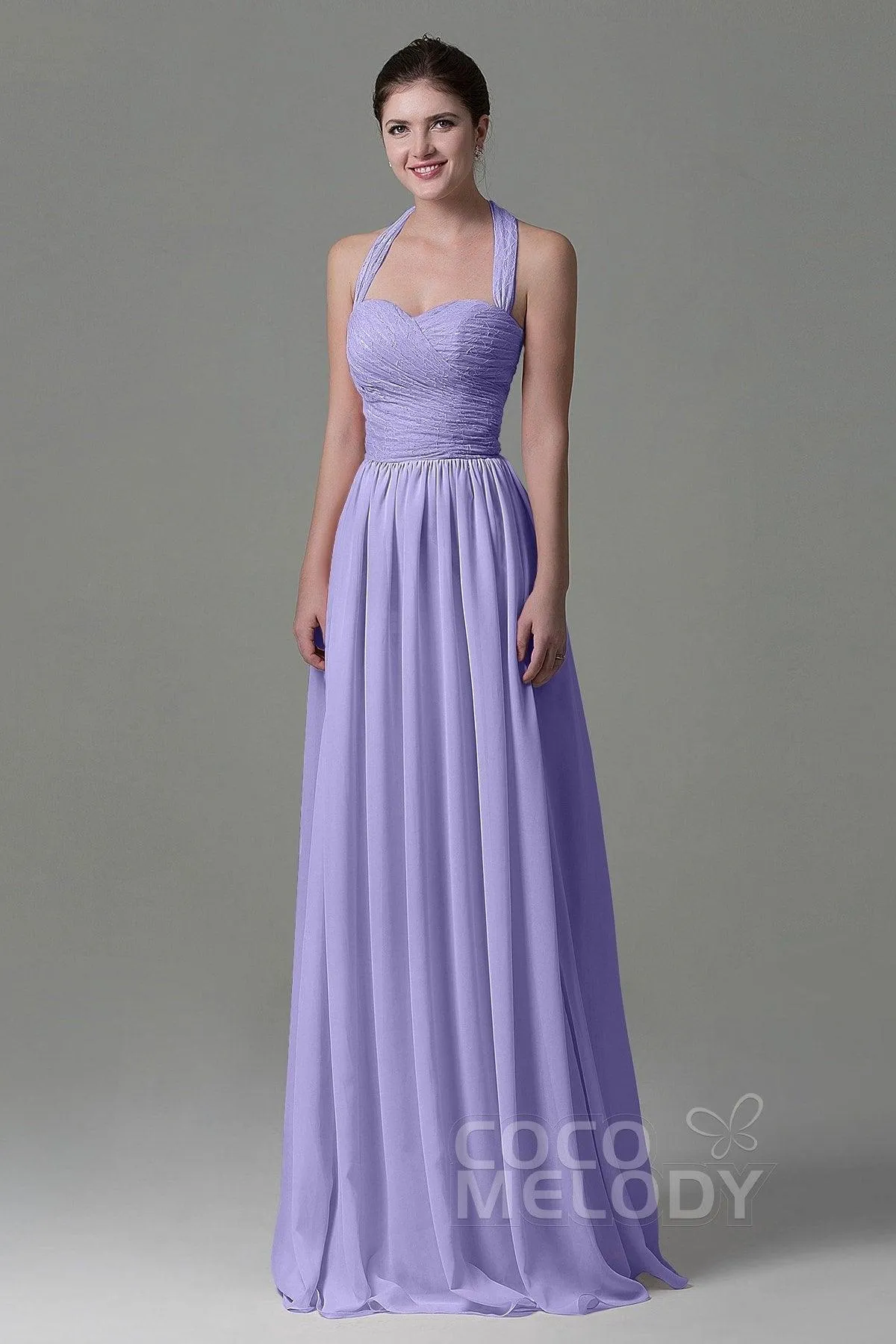 A-Line Floor Length Lace/Chiffon Bridesmaid Dress COZK16006