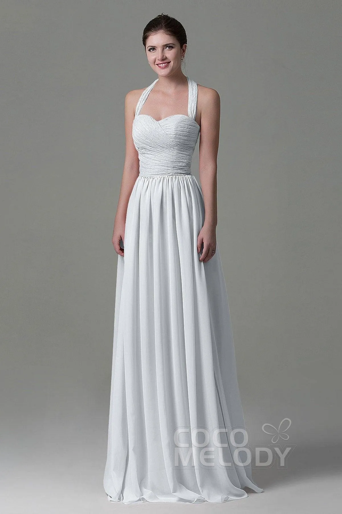 A-Line Floor Length Lace/Chiffon Bridesmaid Dress COZK16006