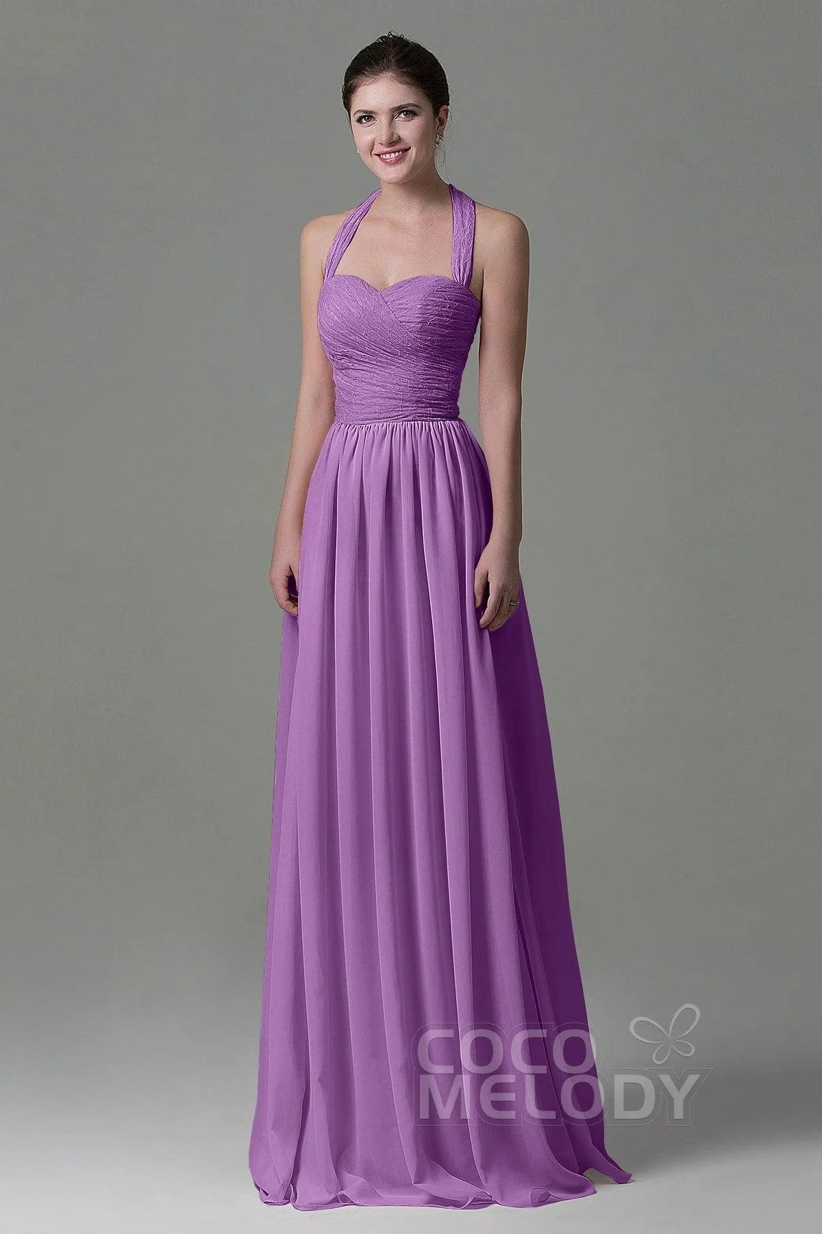 A-Line Floor Length Lace/Chiffon Bridesmaid Dress COZK16006
