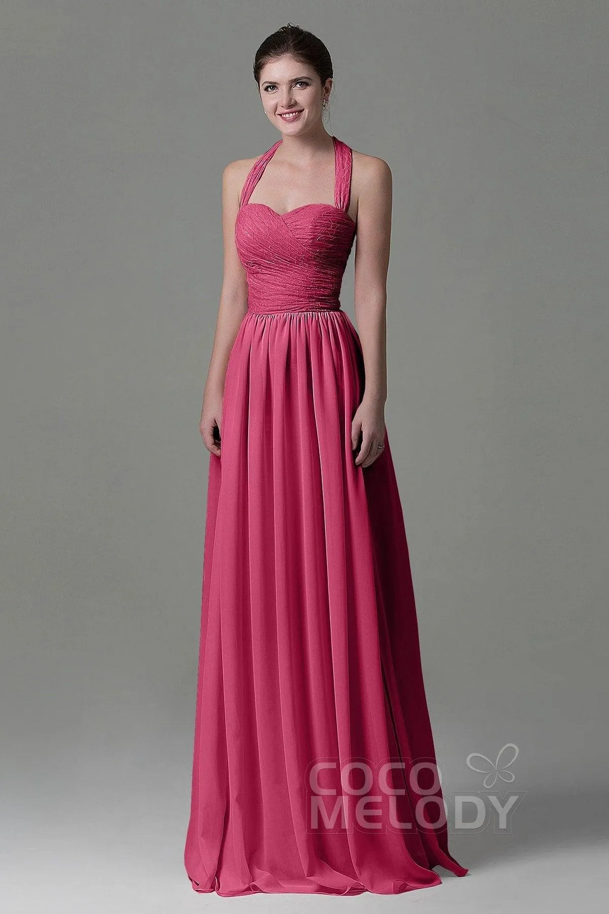 A-Line Floor Length Lace/Chiffon Bridesmaid Dress COZK16006