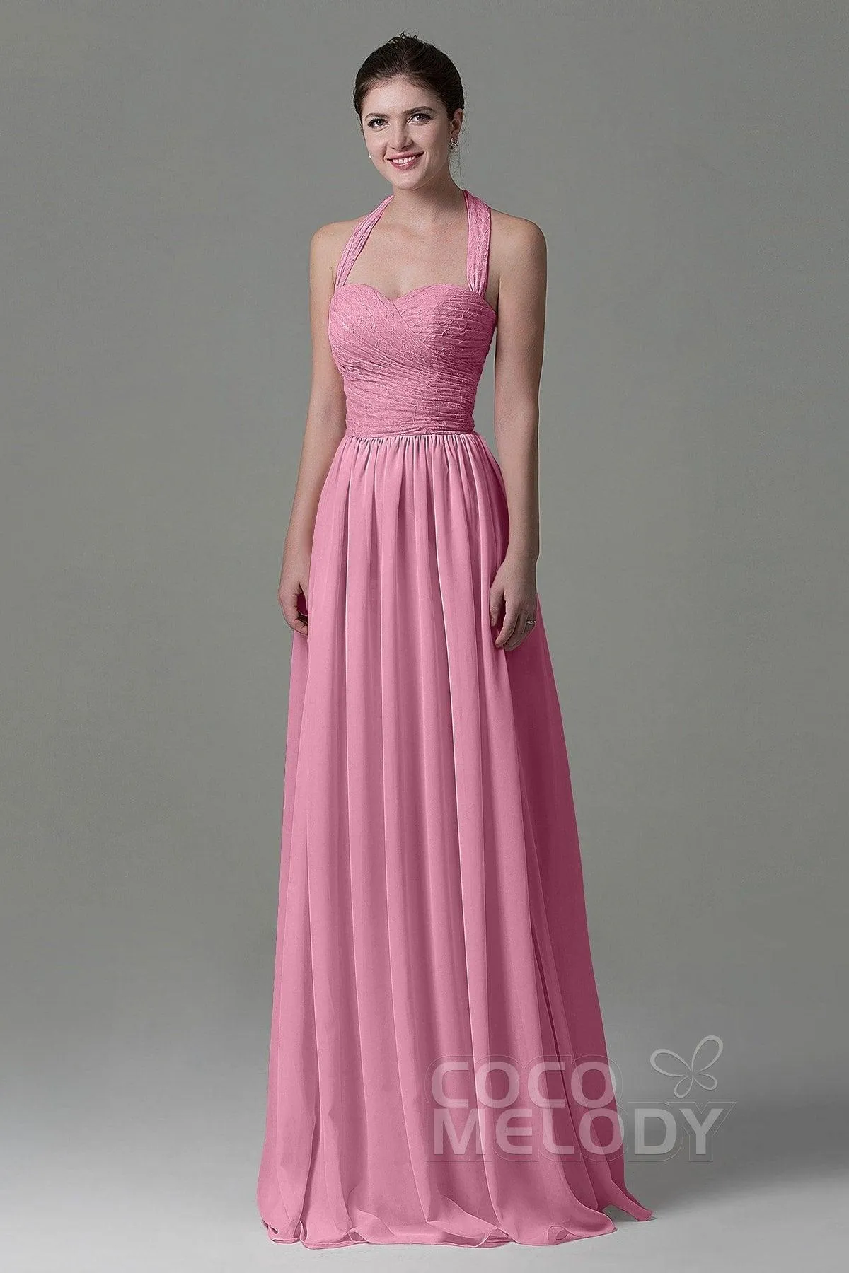 A-Line Floor Length Lace/Chiffon Bridesmaid Dress COZK16006