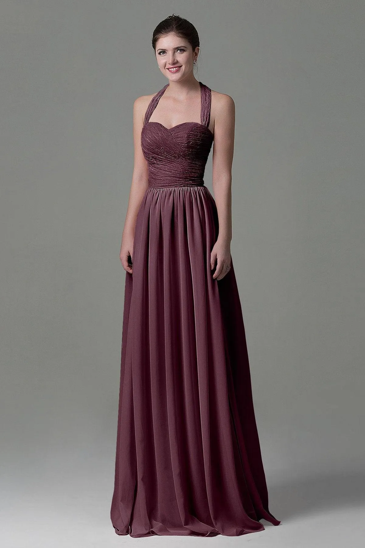 A-Line Floor Length Lace/Chiffon Bridesmaid Dress COZK16006
