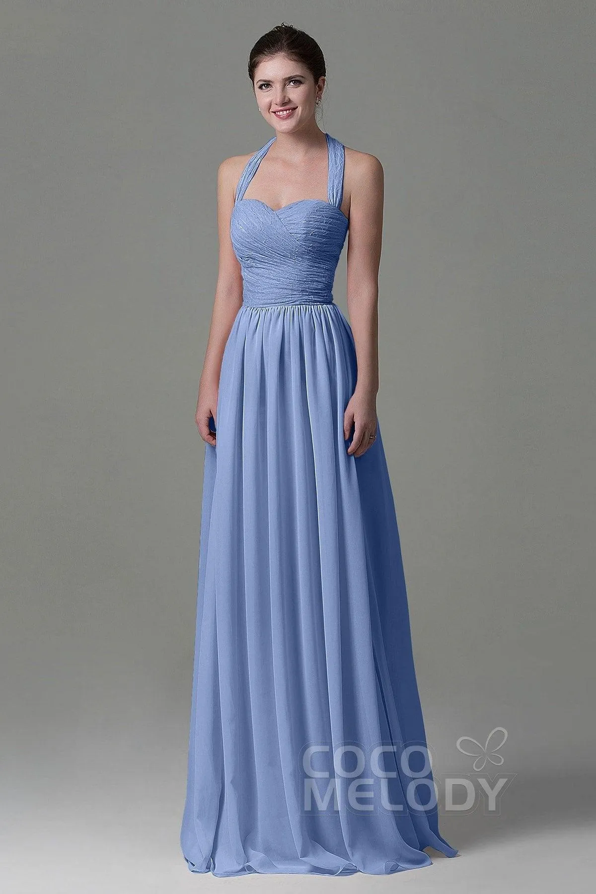 A-Line Floor Length Lace/Chiffon Bridesmaid Dress COZK16006