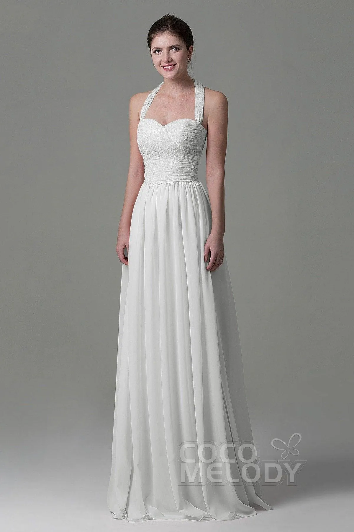 A-Line Floor Length Lace/Chiffon Bridesmaid Dress COZK16006