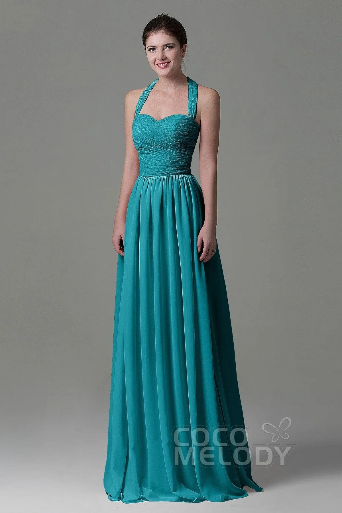 A-Line Floor Length Lace/Chiffon Bridesmaid Dress COZK16006