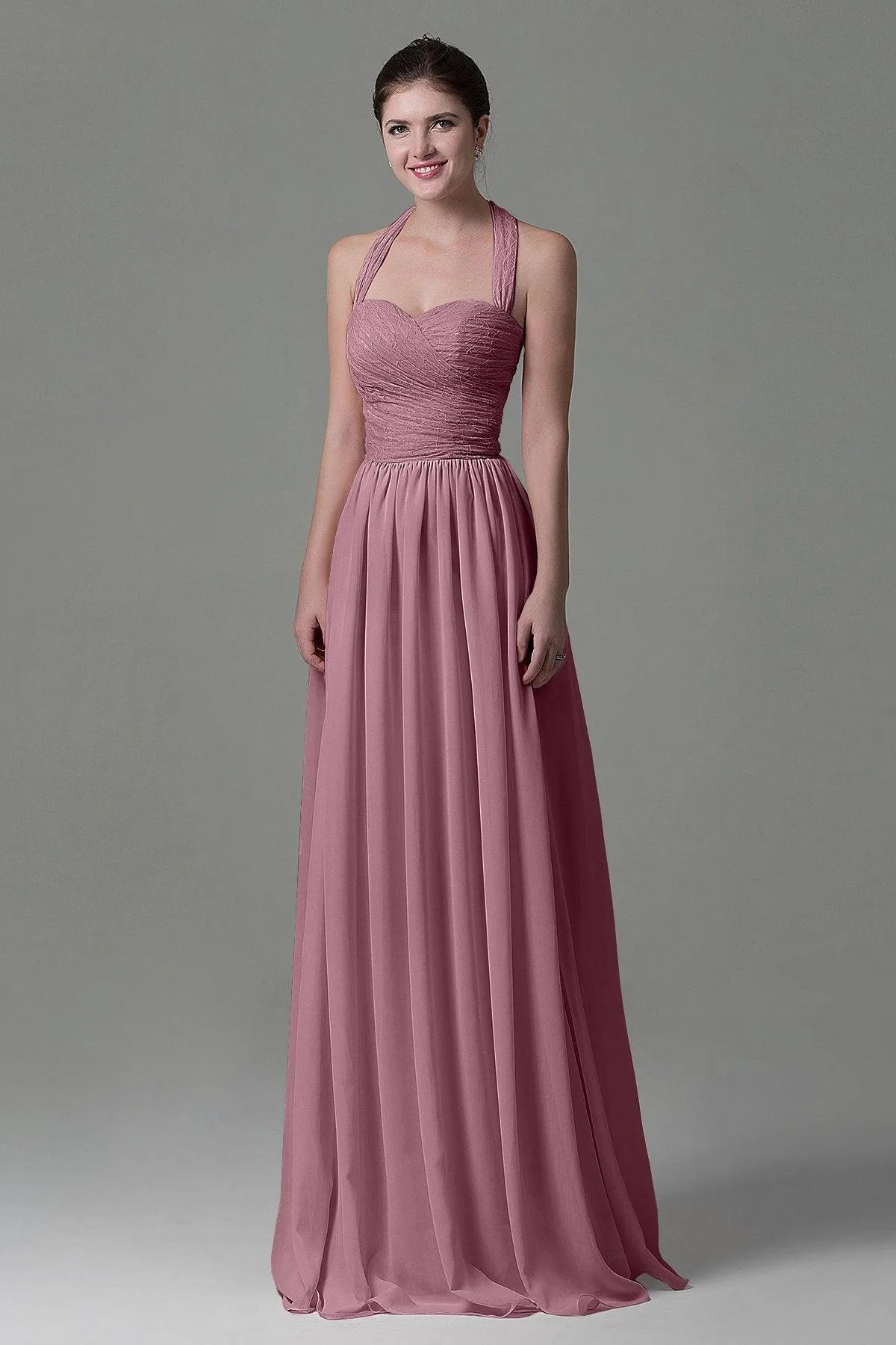 A-Line Floor Length Lace/Chiffon Bridesmaid Dress COZK16006