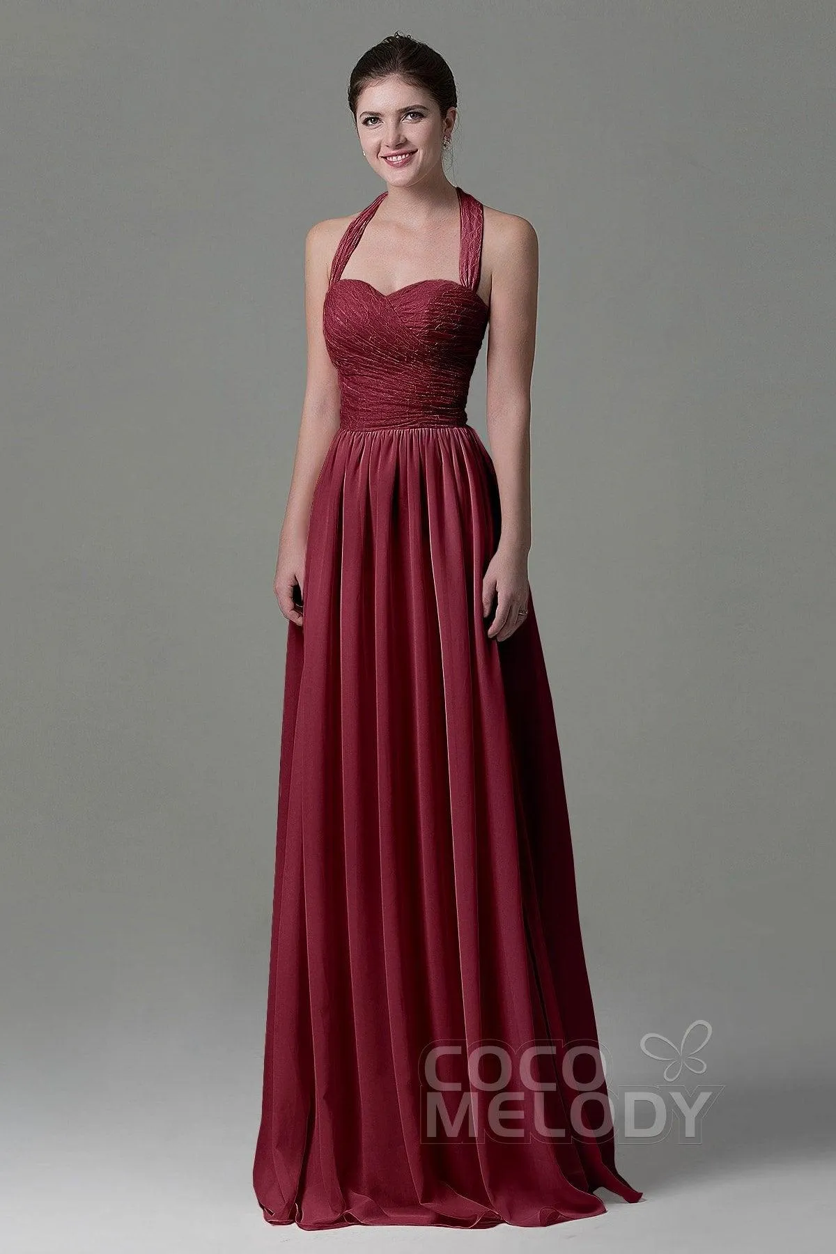 A-Line Floor Length Lace/Chiffon Bridesmaid Dress COZK16006