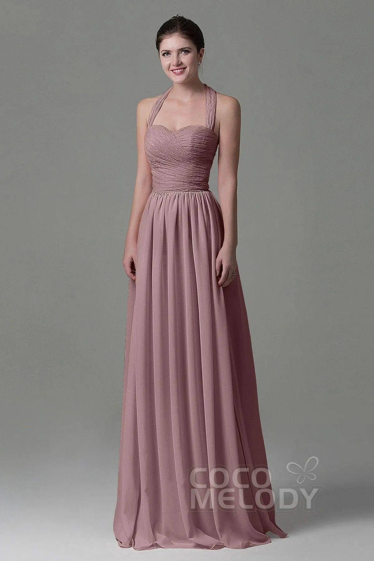 A-Line Floor Length Lace/Chiffon Bridesmaid Dress COZK16006