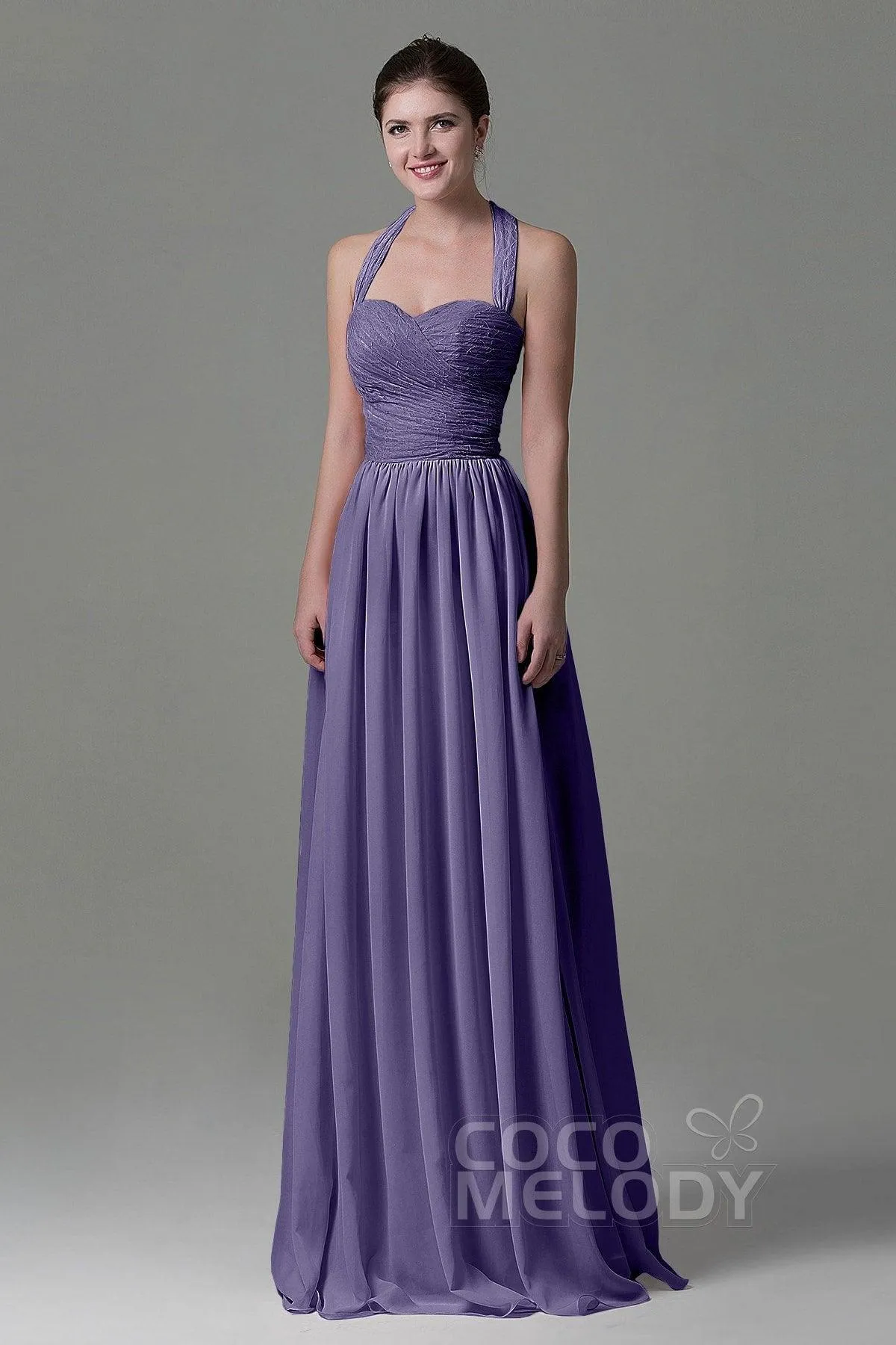 A-Line Floor Length Lace/Chiffon Bridesmaid Dress COZK16006
