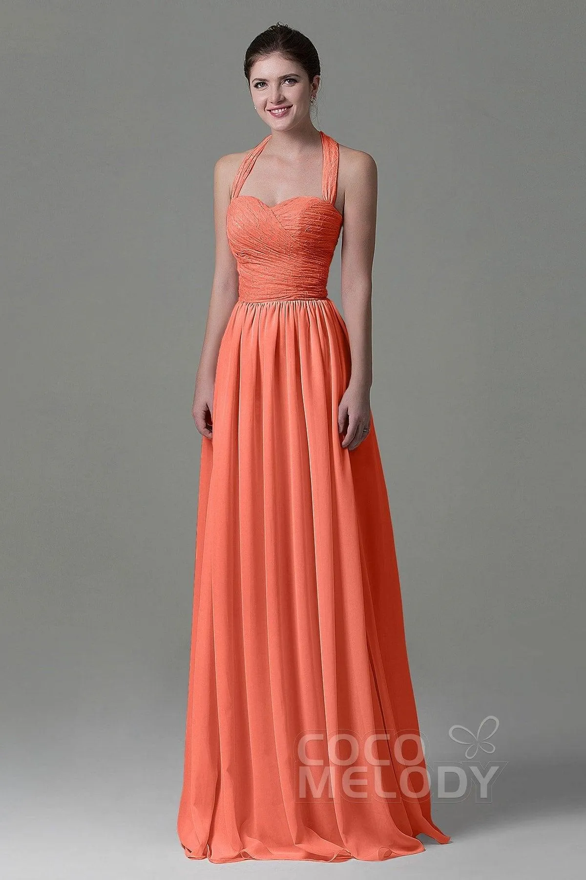 A-Line Floor Length Lace/Chiffon Bridesmaid Dress COZK16006