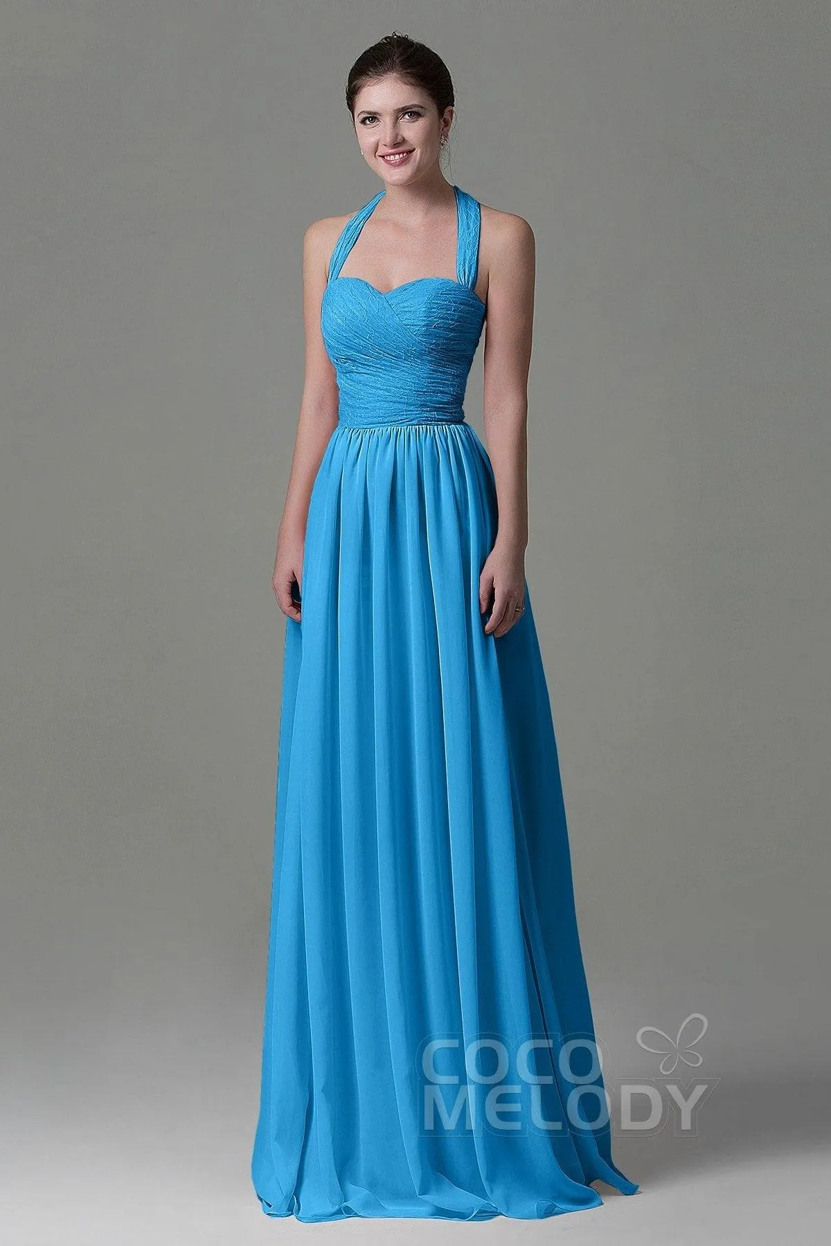 A-Line Floor Length Lace/Chiffon Bridesmaid Dress COZK16006