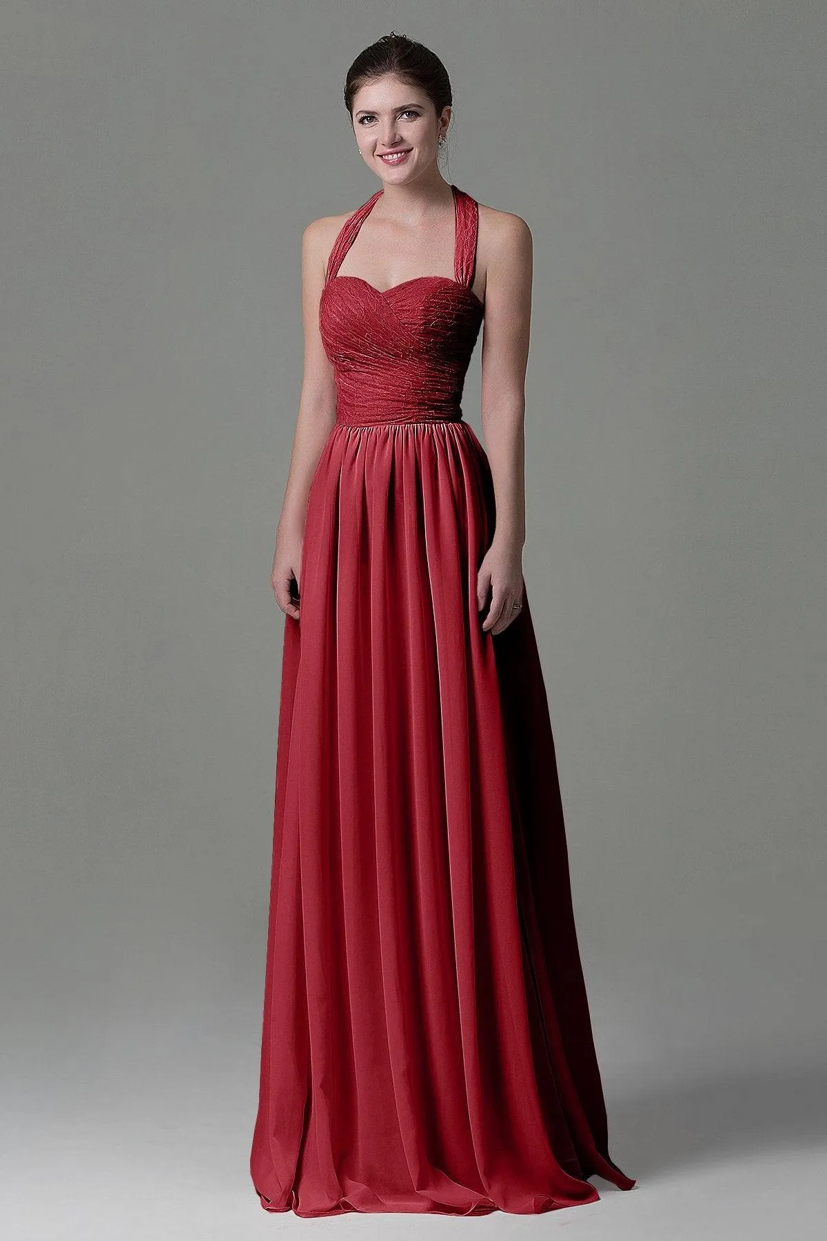 A-Line Floor Length Lace/Chiffon Bridesmaid Dress COZK16006