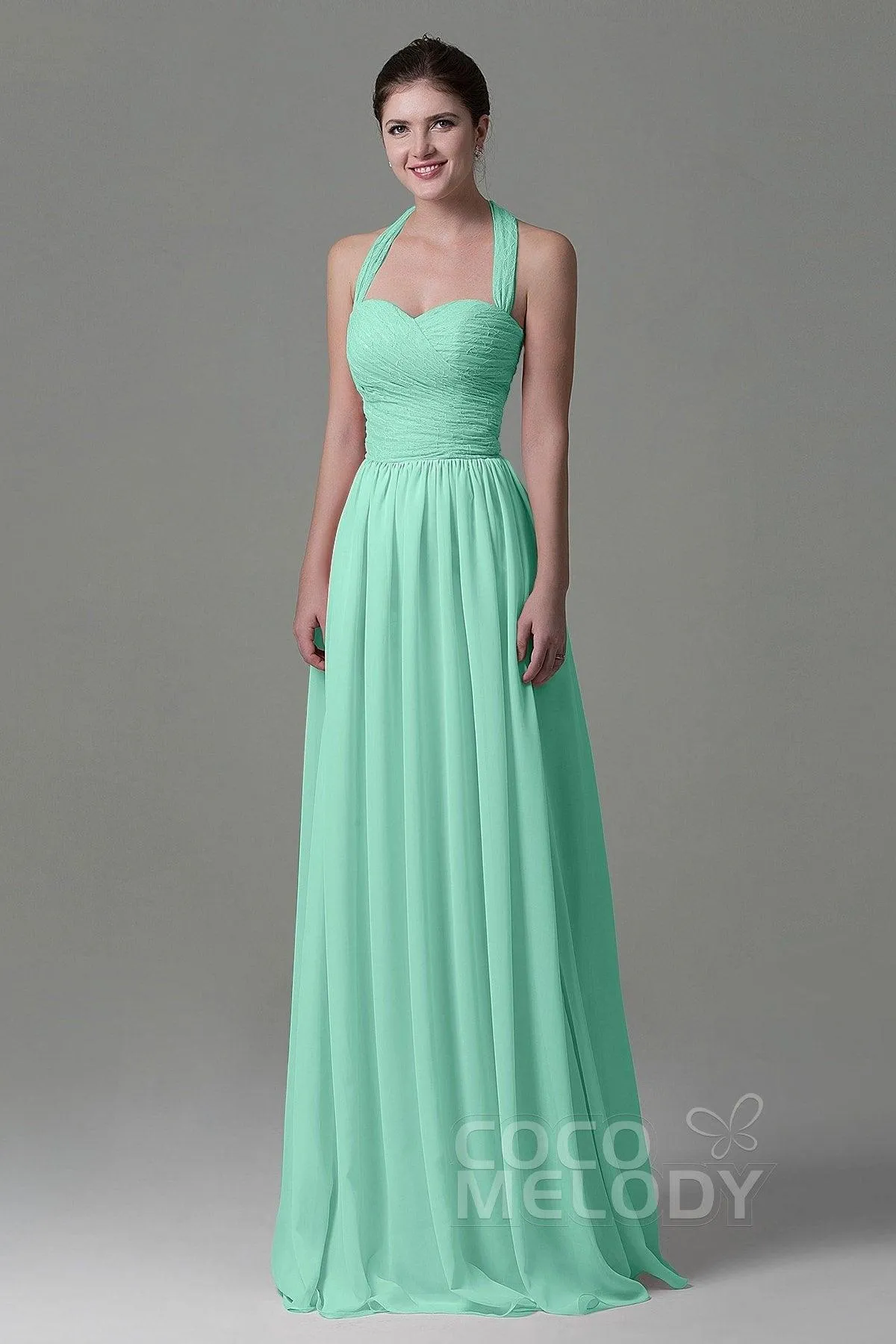 A-Line Floor Length Lace/Chiffon Bridesmaid Dress COZK16006