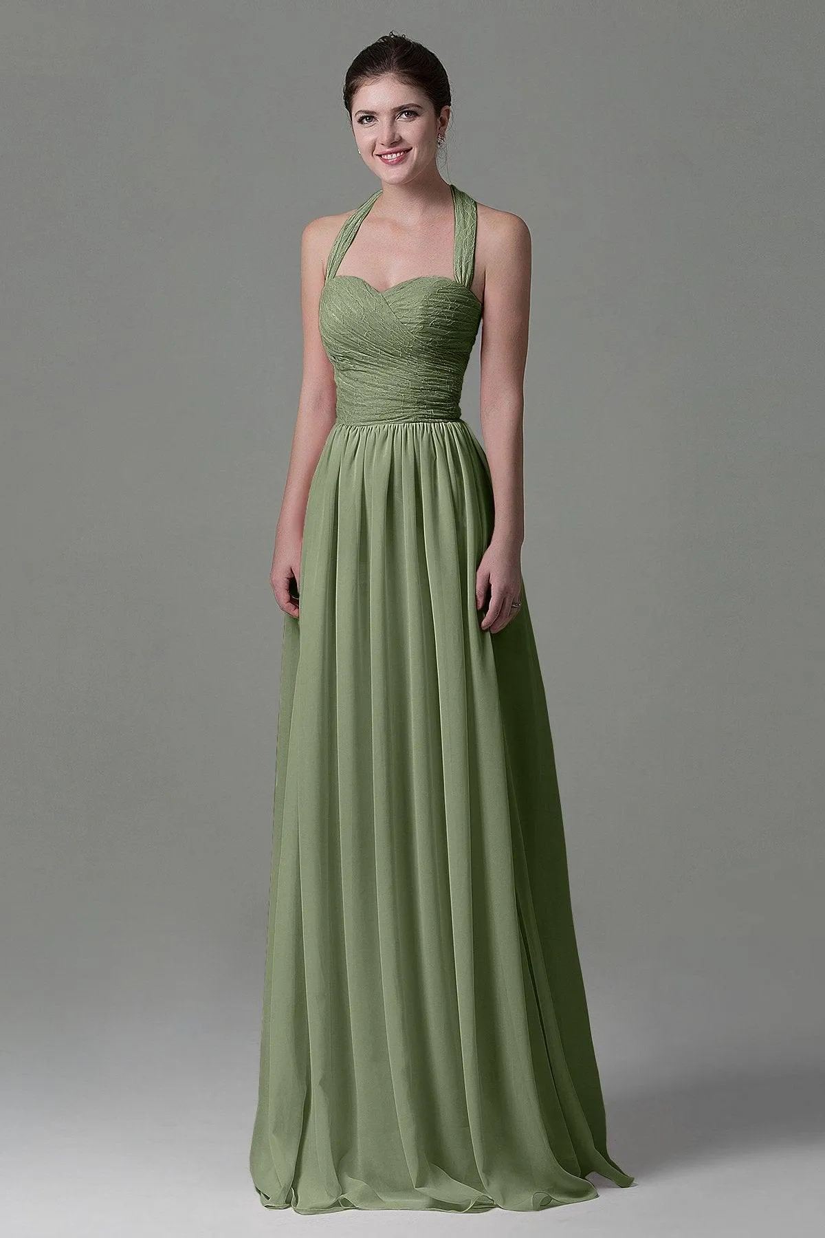 A-Line Floor Length Lace/Chiffon Bridesmaid Dress COZK16006