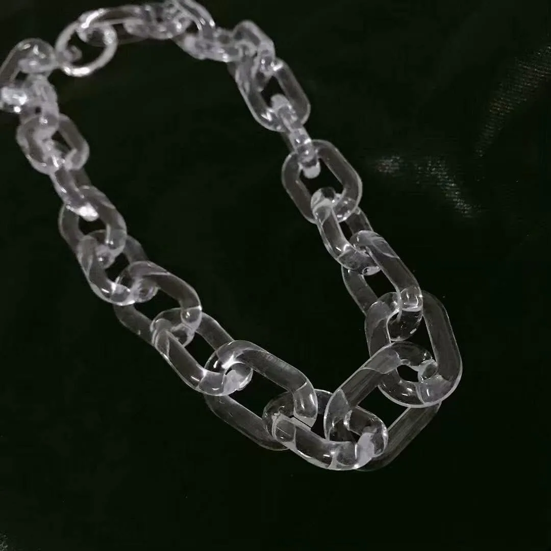 Acrylic Chain Buckle Necklace For Men Women Punk Transparent Clear Chain Choker Collar Lock Pendant Necklace Jewelry (Transparent)