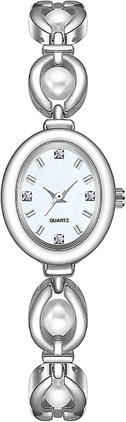 ADSBIAOYE Elegant Pearl Women's Dress Watch Fashion Oval dial Gift Women's Waterproof Watch