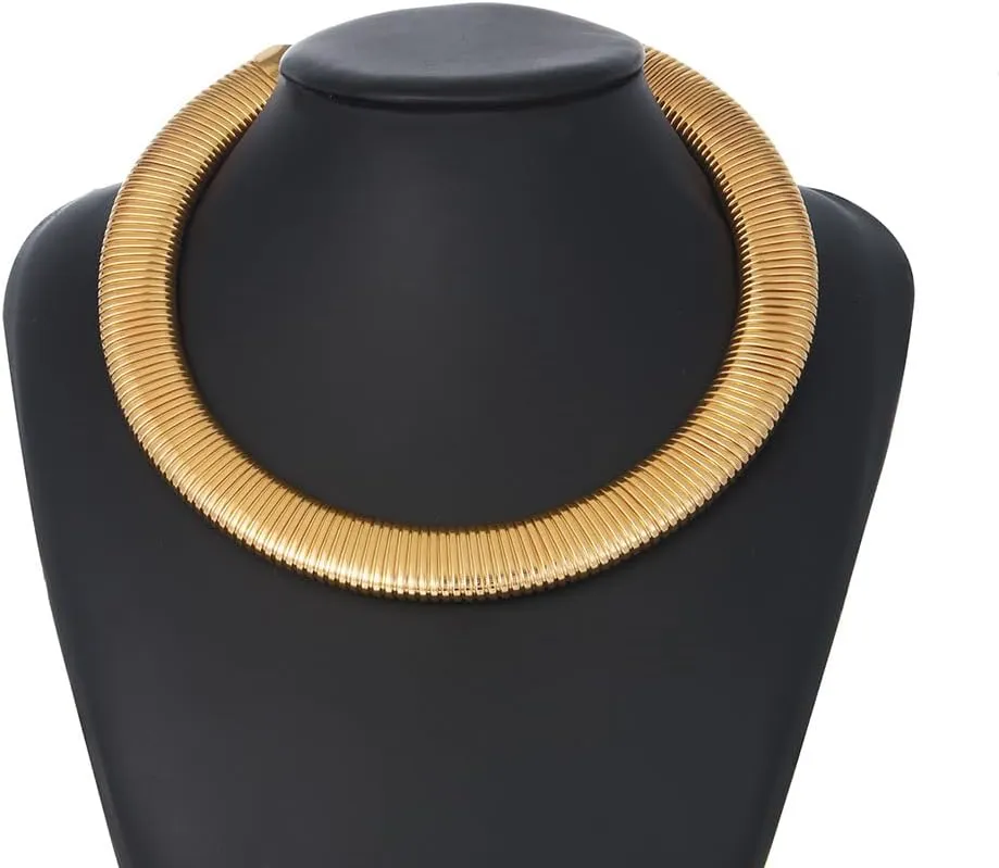 African Gold Silver Spring Choker Necklace Bib Chokers Statement Necklace Aesthetic Collar Necklaces Costume Jewelry Accessories Birthday Jewelry for Women
