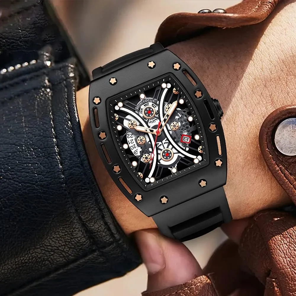 AIMES Watch Wristwatch for Men Fashion Casual Cool Big Dial Watch Luminous Waterproof Sport Analog Quartz Business Mens Watches Silicon Strap Dress Watch