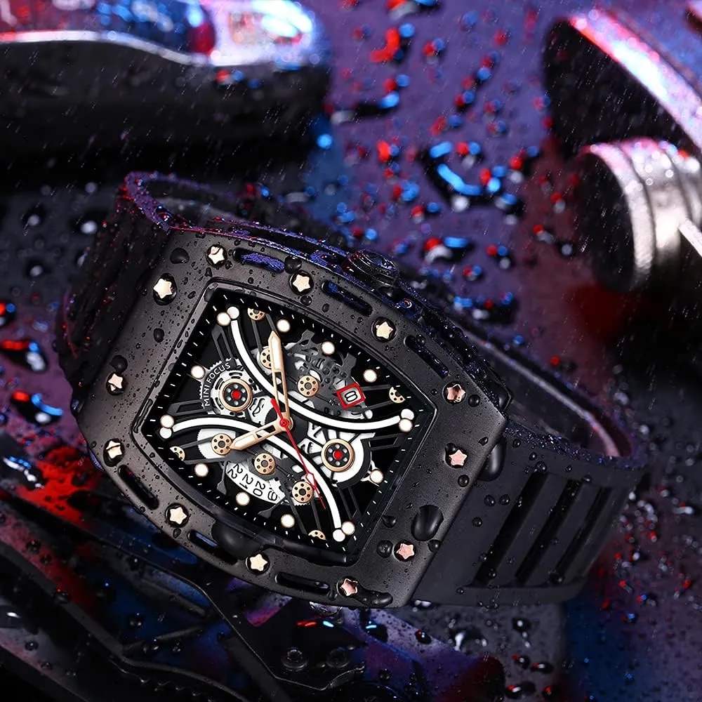 AIMES Watch Wristwatch for Men Fashion Casual Cool Big Dial Watch Luminous Waterproof Sport Analog Quartz Business Mens Watches Silicon Strap Dress Watch