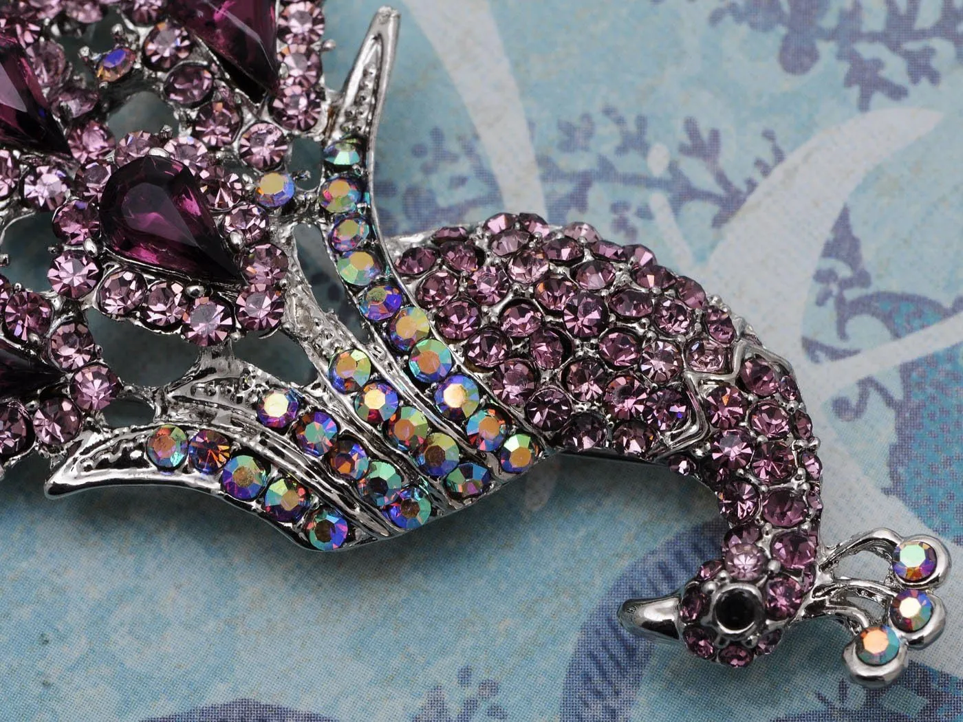 Alilang Antique Inspired Shiny Crystal Rhinestones Peacock Bird Animal Brooch Lapel Pins