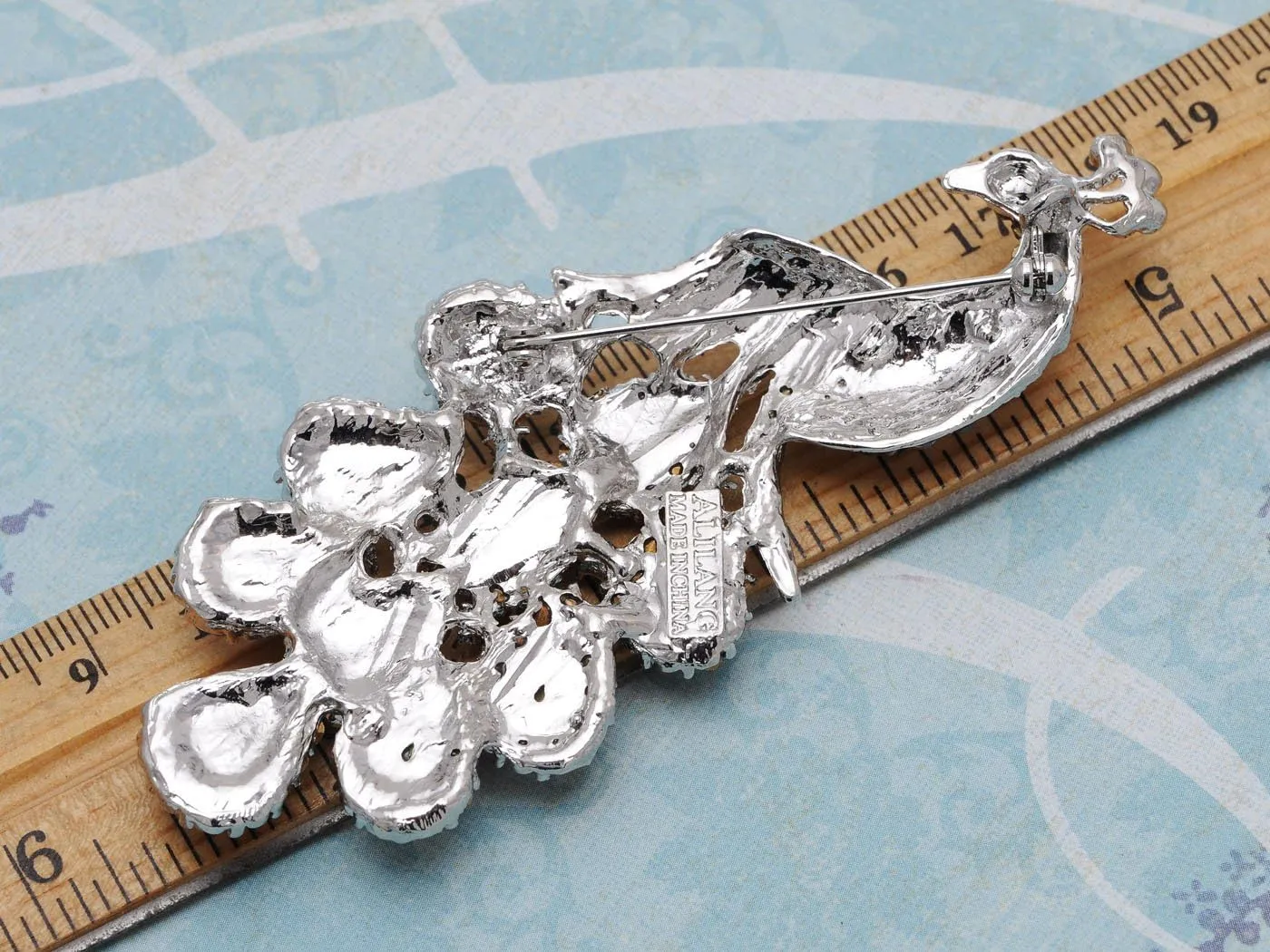 Alilang Antique Inspired Shiny Crystal Rhinestones Peacock Bird Animal Brooch Lapel Pins