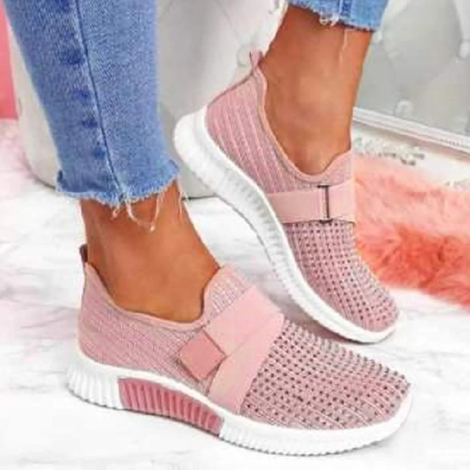 AMDBEL Sneakers for Women Trendy 2024 Women's Fashion Sneakers Round Toe Wide Width Platform Shoes Thick Sole Travel Shoes