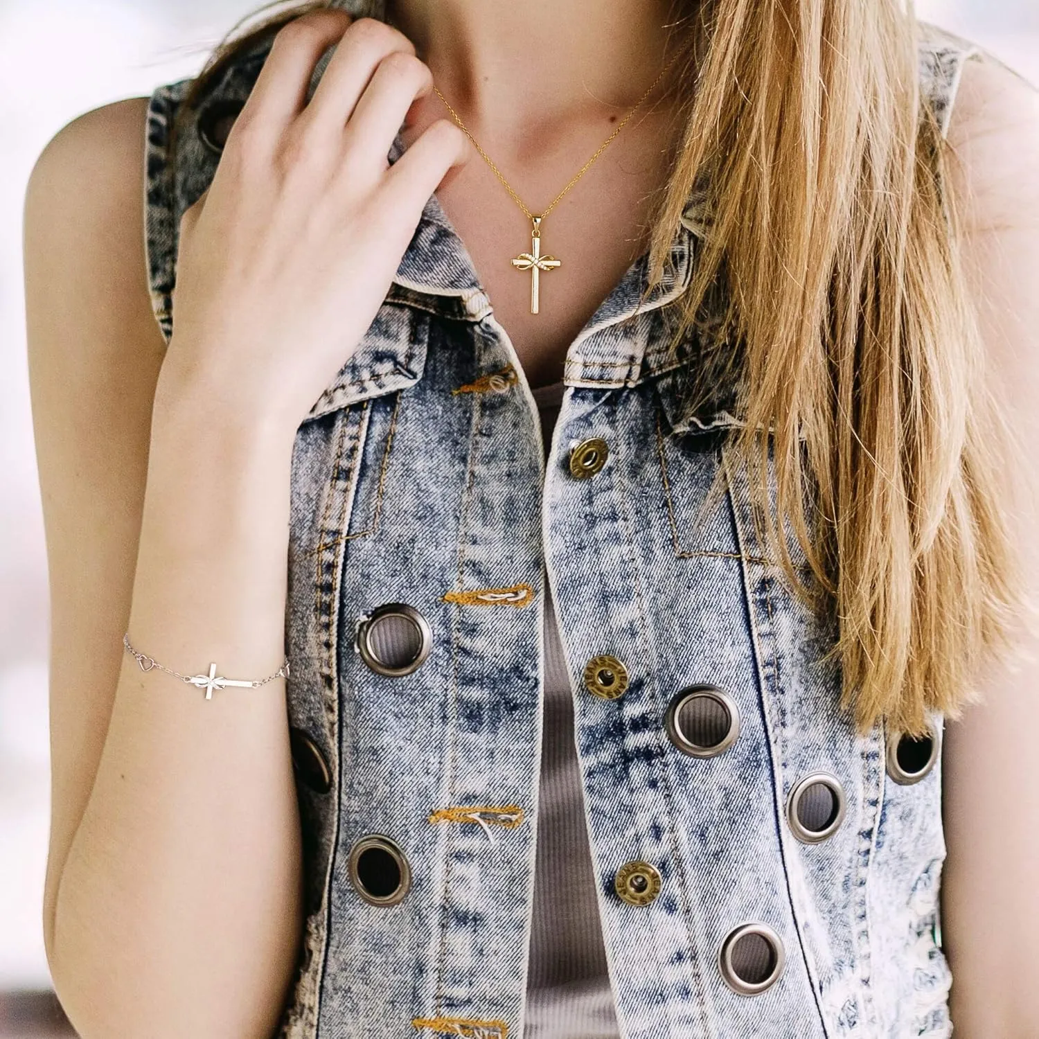 AmorAime 925 Sterling Silver Cross Necklace for Women Infinity Necklace 14K Rose Gold Plated Necklaces for Easter or Mother's Day