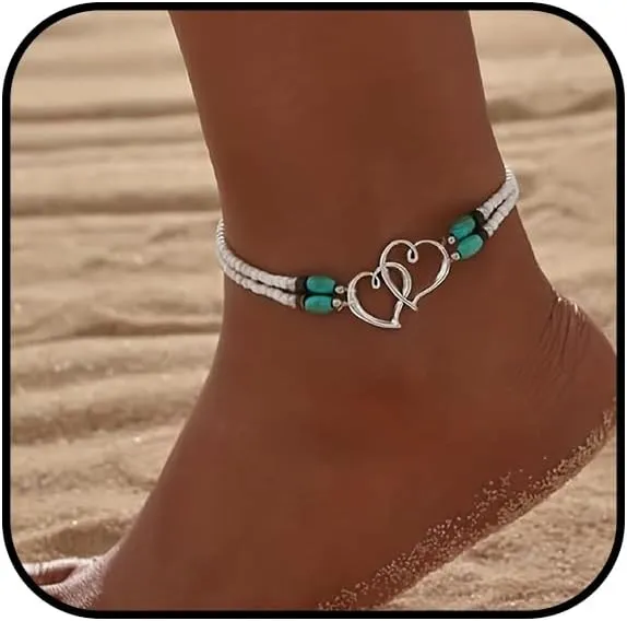 Ankle Bracelet for Women Beach Puka Shell Anklet Waterproof Starfish Seashell Pearl Anklets Stretch Beaded Ankle Bracelets Boho Beach Anklet Jewelry for Summer Beach Party