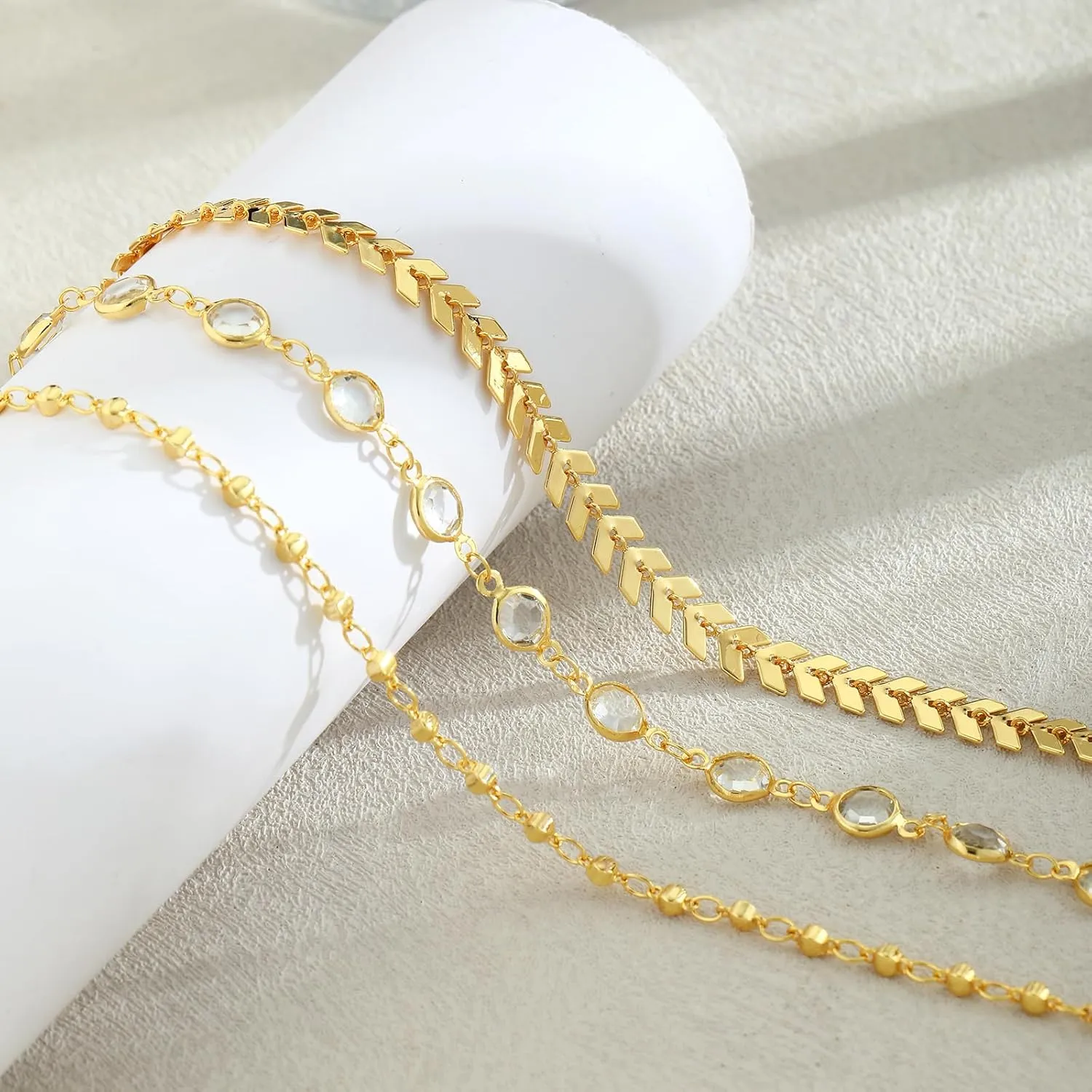 Ankle Bracelets for Women Waterproof,14K Real Gold Plated Anklet for Women Dainty Ankle Bracelets Handmade Adjustable Chain Summer Beach Jewelry Gift