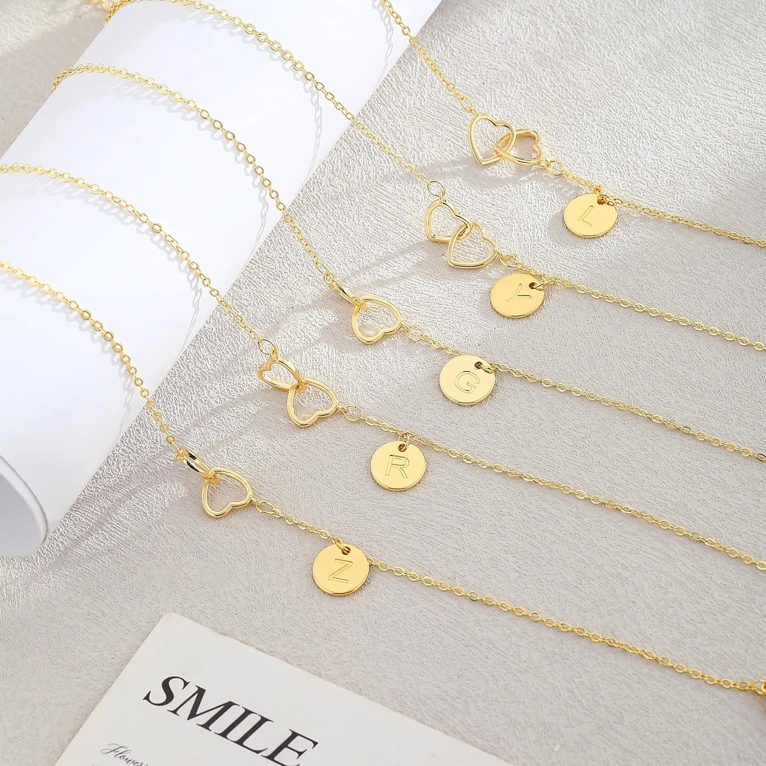 Ankle Bracelets for Women Waterproof,14K Real Gold Plated Initial Anklet Dainty Letter Heart Ankle Bracelets Handmade Adjustable Chain Anklet Summer Beach Jewelry