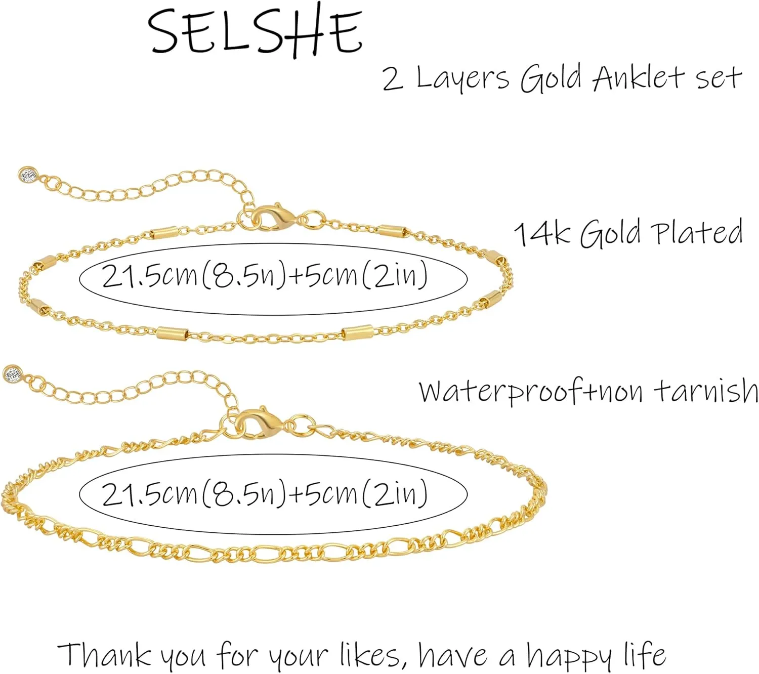 Ankle Bracelets for Women,14K Gold Plated Layered Beach Anklets SetWaterproof Dainty Gold Anklets for Women Gold Jewelry