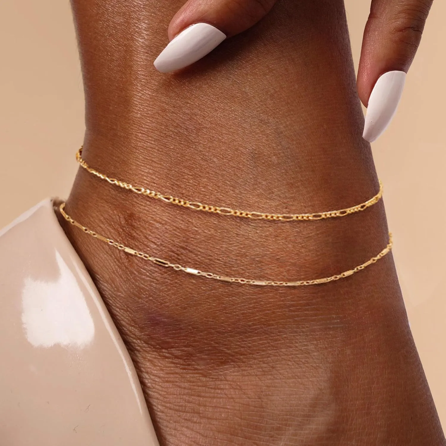 Ankle Bracelets for Women,14K Gold Plated Layered Beach Anklets SetWaterproof Dainty Gold Anklets for Women Gold Jewelry
