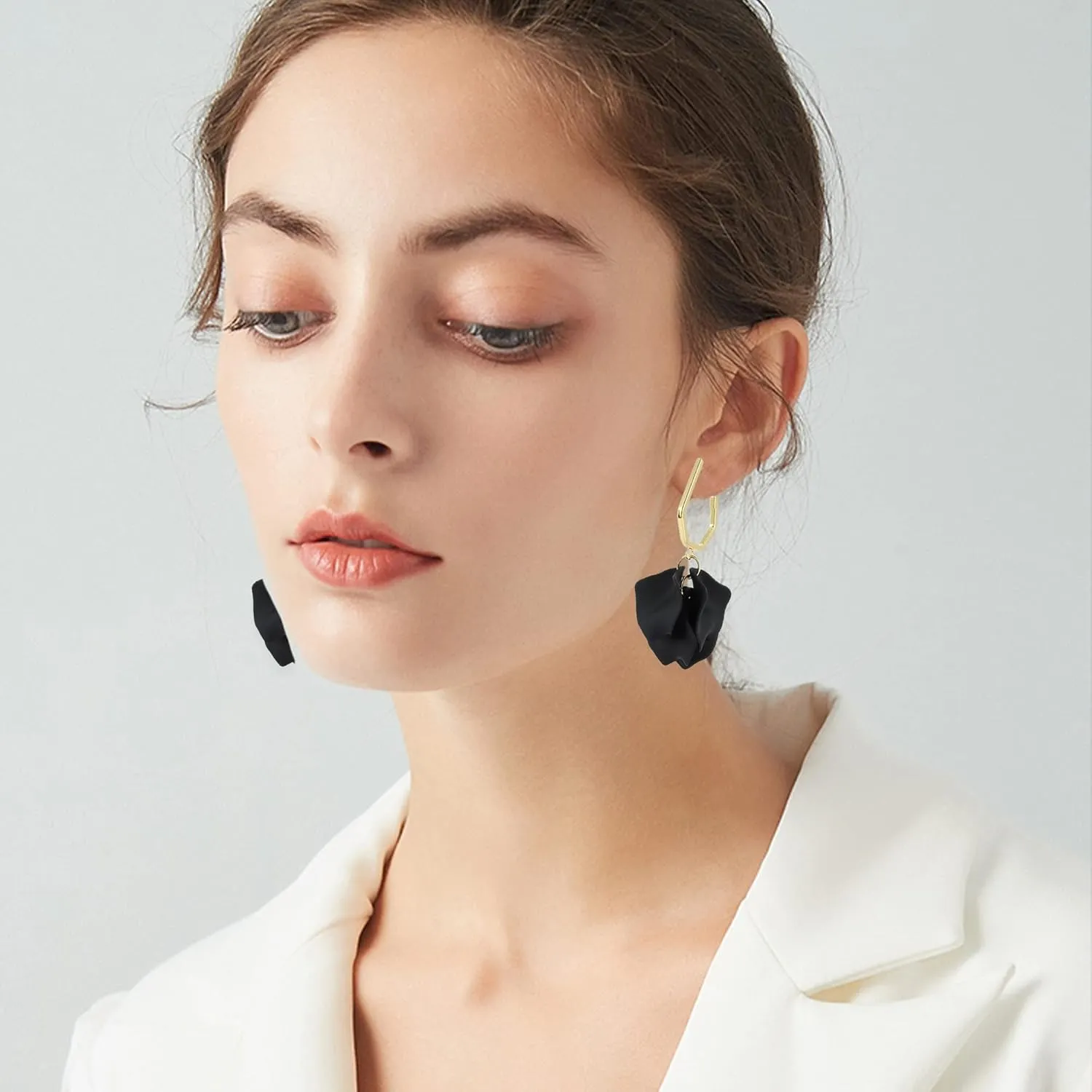Anmpab Boho Long Acrylic Rose Petal Drop Dangle Earrings Bohemian Resin Multicolored Flower Statement Floral Tassel Layered Floral Petal Earrings for Women Bridal Prom