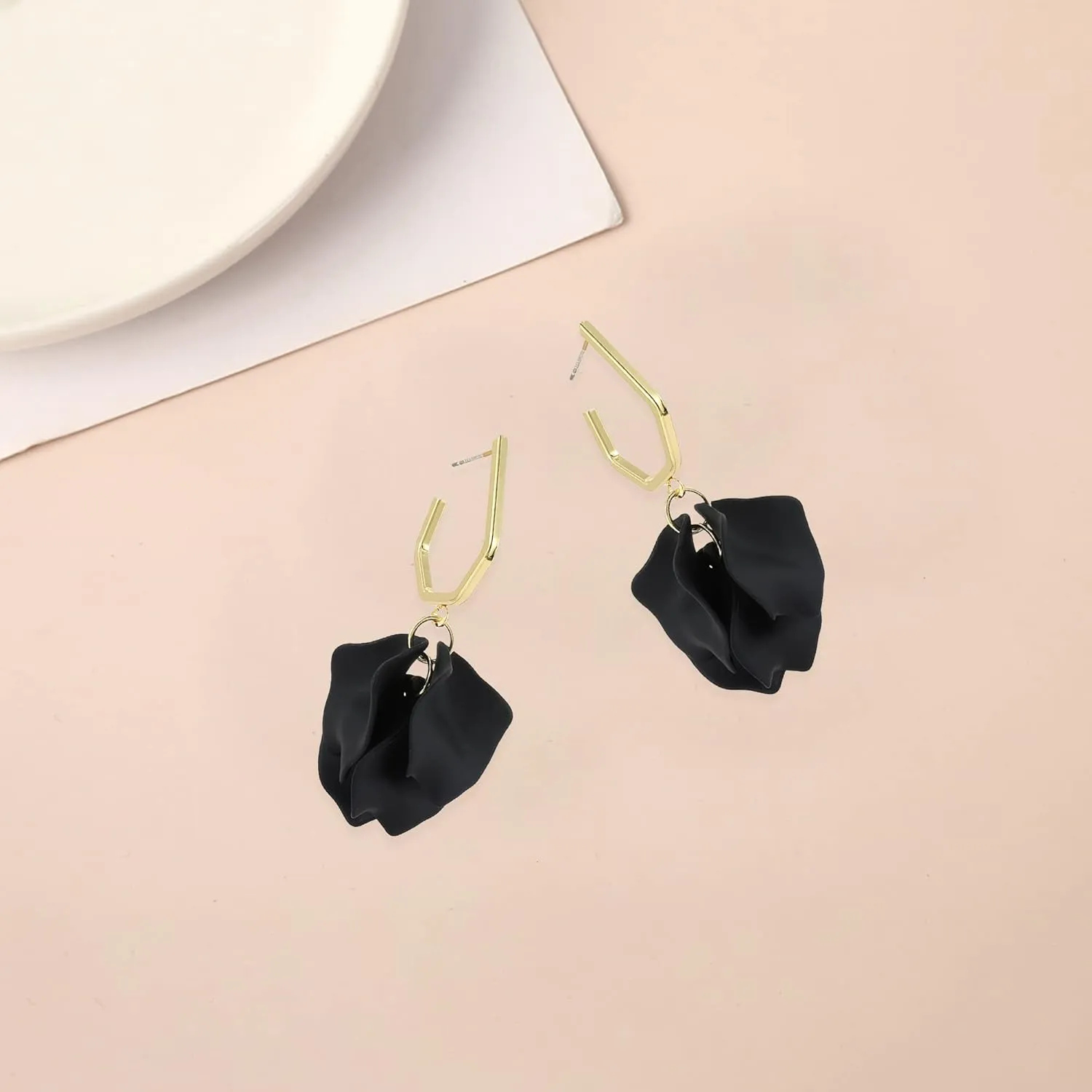 Anmpab Boho Long Acrylic Rose Petal Drop Dangle Earrings Bohemian Resin Multicolored Flower Statement Floral Tassel Layered Floral Petal Earrings for Women Bridal Prom